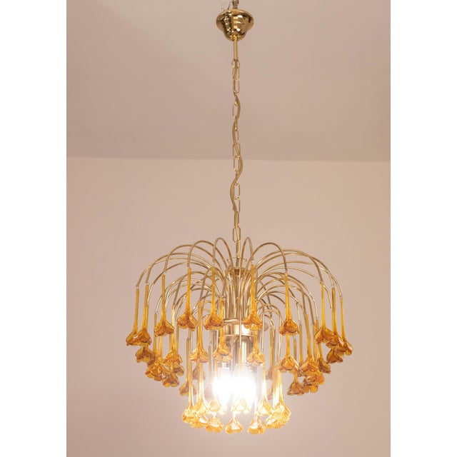 Orange Marilyn Monroe, Orange Murano Glass Flowers Drops Chandelier, 1970s For Sale - Image 8 of 18