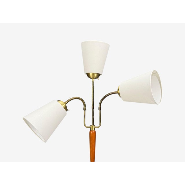 1950s 1950s Swedish Modern, Floor Lamp, Stained Wood, Fabric, Sweden For Sale - Image 5 of 13