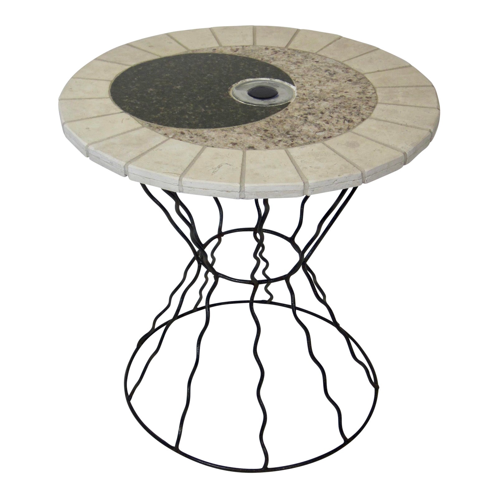 Memphis Era Stone & Glass Table on Wrought Iron Base With Third Eye Design Chairish