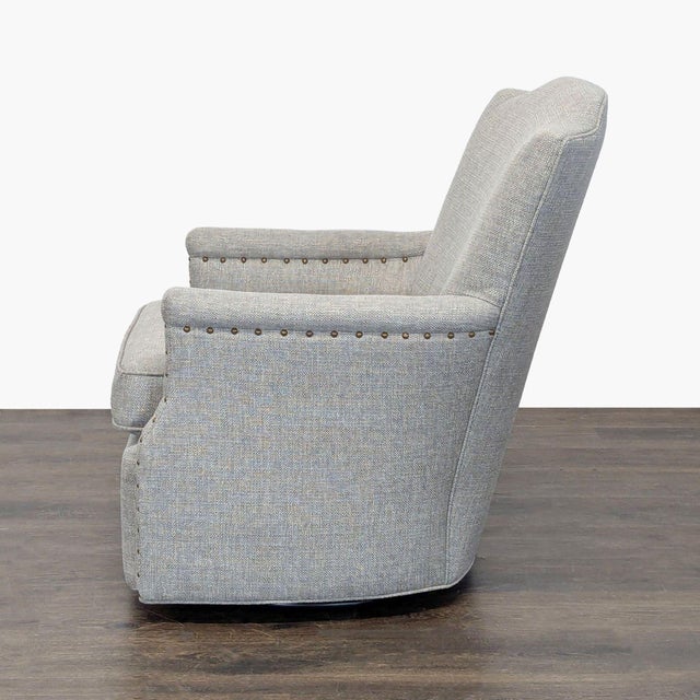 Traditional Cr Laine Furniture Lounge Swivel Chair With Nailhead Trim For Sale - Image 3 of 8