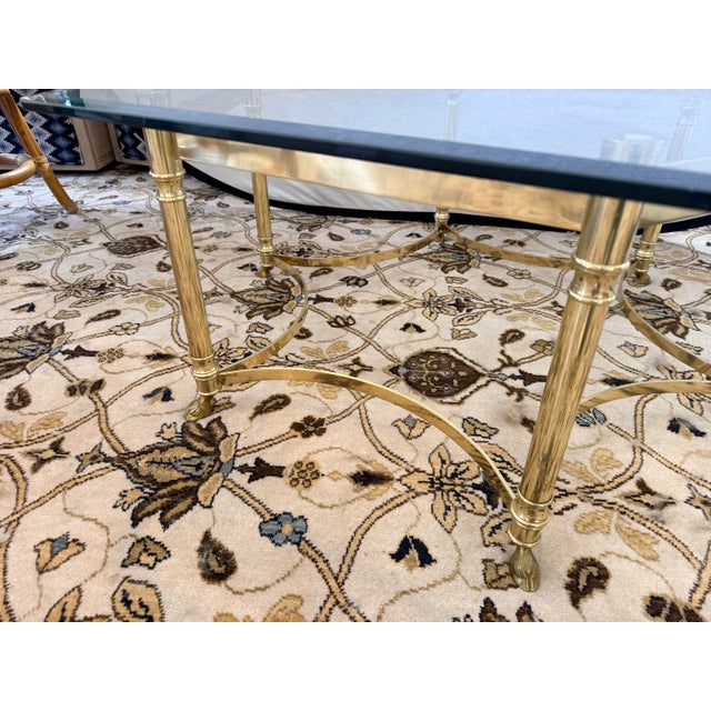 Maison Jansen Maison Jansen Style Brass and Glass Hexagonal Coffee Table For Sale - Image 4 of 5