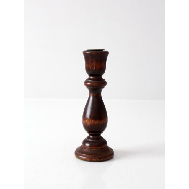 Wood Vintage Turned Wood Candle Holder For Sale - Image 7 of 12