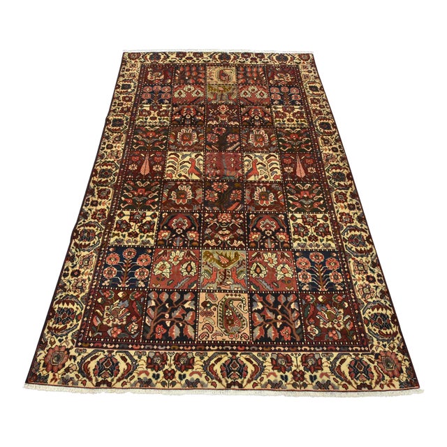 Vintage Oriental Rug 5'2'' X 7'11'' Multicolor Wool Hand-Knotted Carpet For Sale