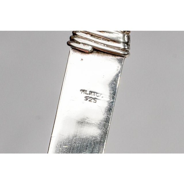 Silver Handmade Vintage Sterling Silver 925 Luxury Desk Letter Opener Sculptural Openwork Floral Handle For Sale - Image 8 of 10