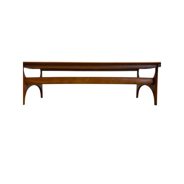 Vintage Mid Century Modern Walnut and Glass Coffee Table by Lane Furniture For Sale In Seattle - Image 6 of 9