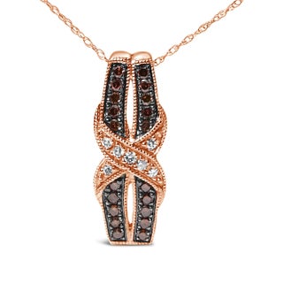 10K Rose Gold 1/4 Cttw White and Chocolate Brown Diamond Infinity Twist Pendant Necklace (I-J Color, I1-I2 Clarity) For Sale