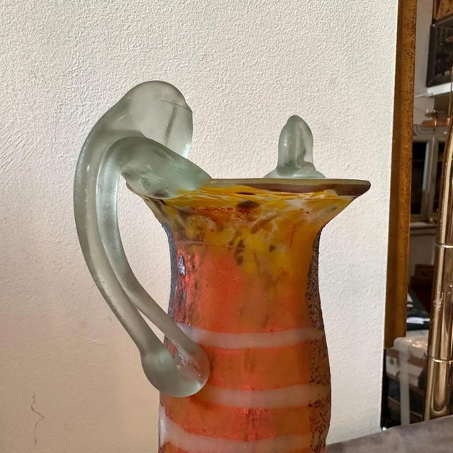 Art Nouveau 1980s Art Nouveau Style Murano Glass Amphora Vase For Sale - Image 3 of 12