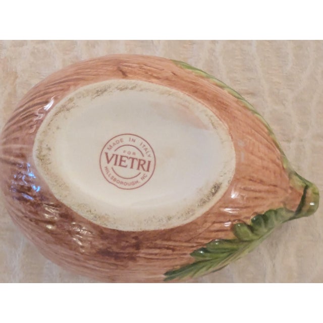 English "Set of 8 Vietri Italy Faux Bois Coconut Lidded Boxes, Fern Leaf, Palm Beach" For Sale - Image 3 of 11