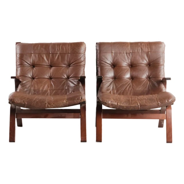Danish Leather Chairs by Miljo Range for Farstrup, 1960, Set of 2 For Sale
