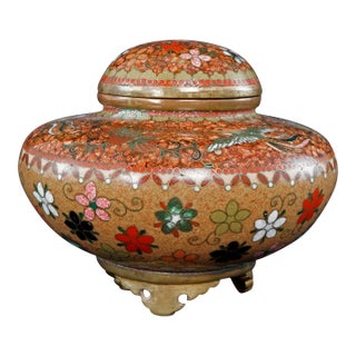 Small Japanese Cloisonne Censer Phoenix Motif Meiji Period For Sale