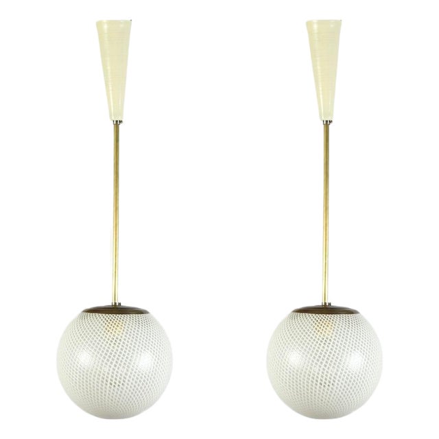 Venini Reticello Pendants attributed to Carlo Scarpa, 1940, Set of 2 For Sale
