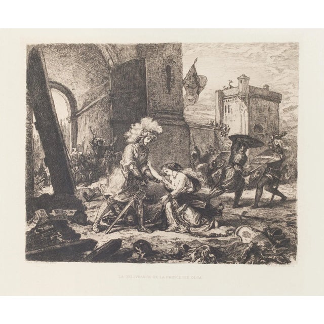 Image dimensions: 24 x 28 cm. La Delivrance De La Princesse Olga is an original print in etching technique on ivory-...