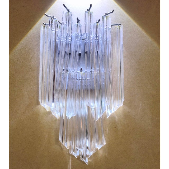 Metal Vintage Wall Lamp with Clear Murano Glass Prisms, 1960s For Sale - Image 7 of 15