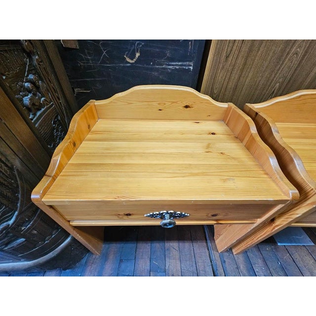 Pair of Scandinavian Pine Nightstands For Sale - Image 4 of 10