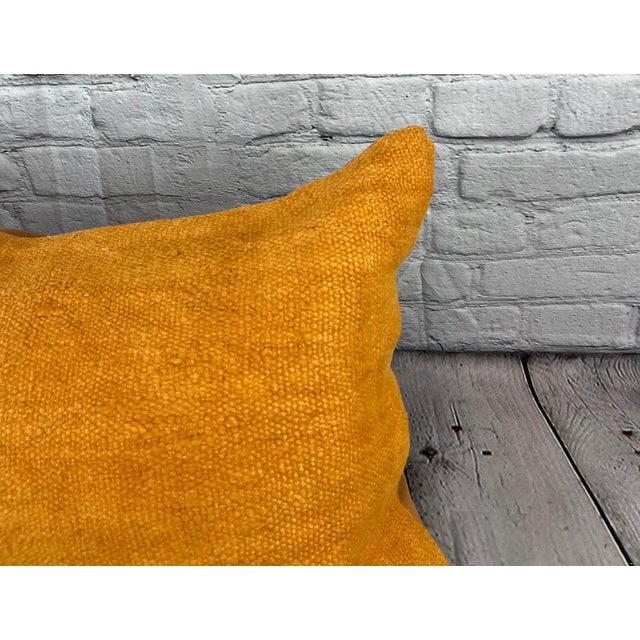 Turkish 16 x 24 Hemp Pillow Turkish Cushion Natural Orange Pillow Cushion Cover For Sale - Image 3 of 4