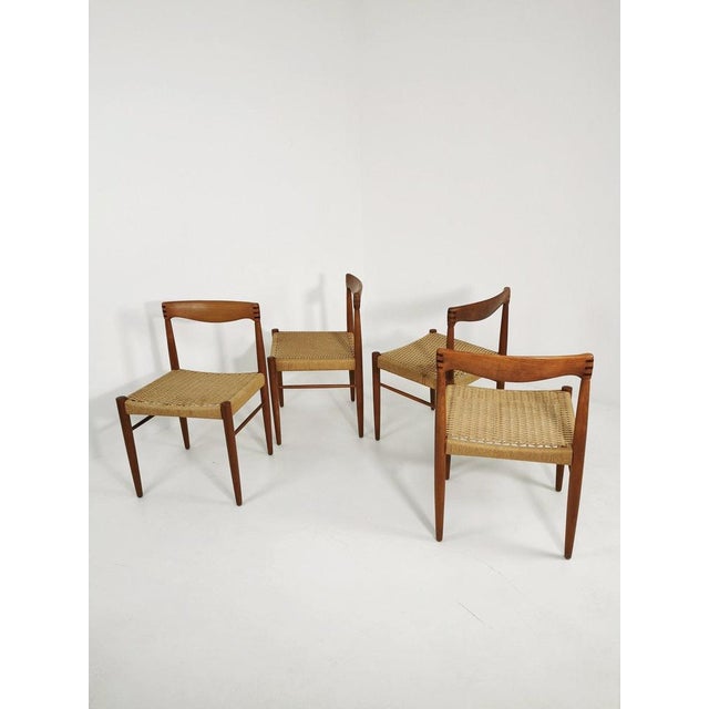 Danish teak & danish cord dining chairs by h. W. Klein for bramin, 1960s, set of 4 the chair frames are made from solid...