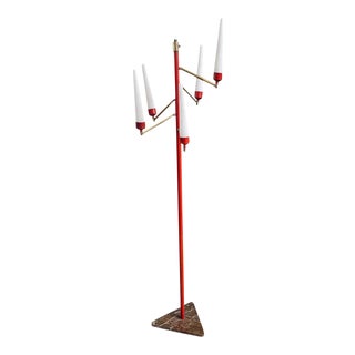 Mid-Century Modern Marble and Brass Floor Lamp in the Manner of Stilnovo, 1950 For Sale