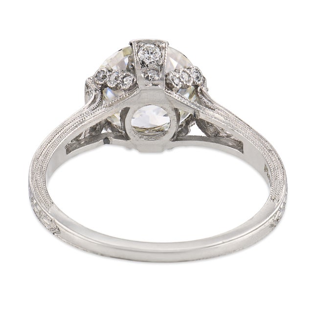 Art Deco Gia 2.14 Carat Old European Cut Diamond Platinum Engagement Ring, Size 5 For Sale In Los Angeles - Image 6 of 6