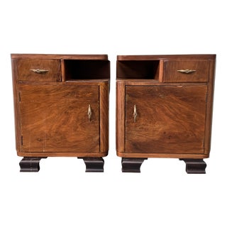 Antique Art Deco Italian Bedside Tables, 1930s, Set of 2 For Sale