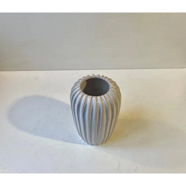 Mid-Century Modern Danish Modern White Glaze Ceramic Vase from Eslau, 1960s For Sale - Image 3 of 7