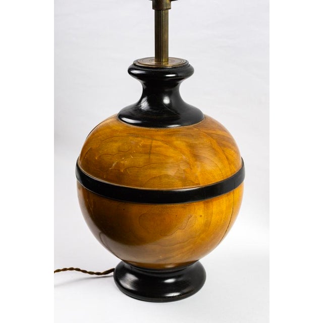 Turned Wooden Ball Lamp Base with Two Lights, 1980s For Sale - Image 10 of 11