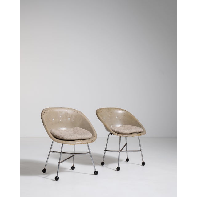 Pair of Mid-Century Modern Upholstered Chairs, Antique, France, Circa 1960 For Sale - Image 4 of 13