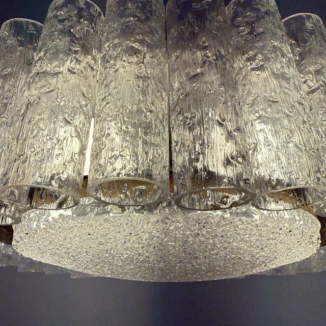 Metal Mid-Century Space Age Ice Glass Ceiling Lamp and Wall Lamps from Doria Leuchten, Germany, 1960s, Set of 3 For Sale - Image 7 of 18