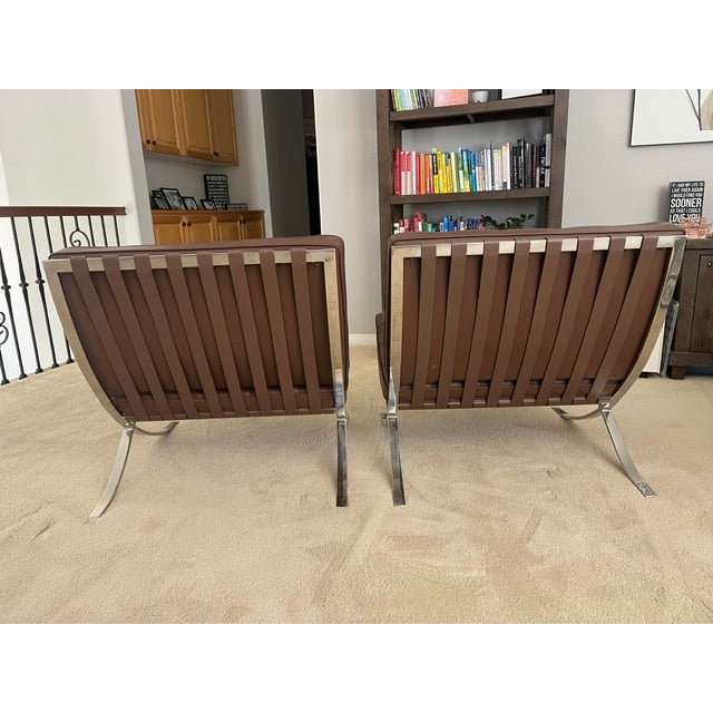 2000 - 2009 Authentic KnollStudio Barcelona Chairs by Mies Van Der Rohe — Pair For Sale - Image 5 of 9