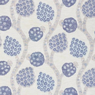 Schumacher Annabel Warp Print Fabric in Blue For Sale