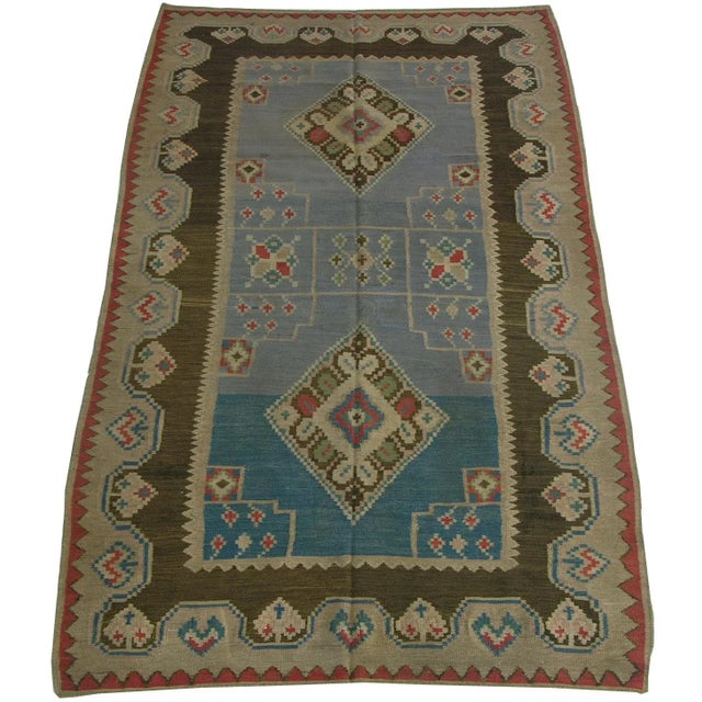 19th Century Antique Kilim Geometric Design Rug 10' X 6'1'' For Sale - Image 5 of 8