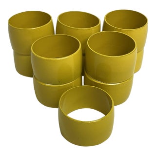 Vintage Yellow Melamine Napkin Rings - Set of 11 For Sale