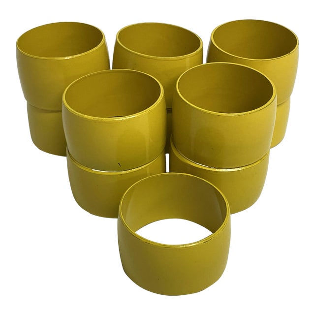 Vintage Yellow Melamine Napkin Rings - Set of 11 For Sale