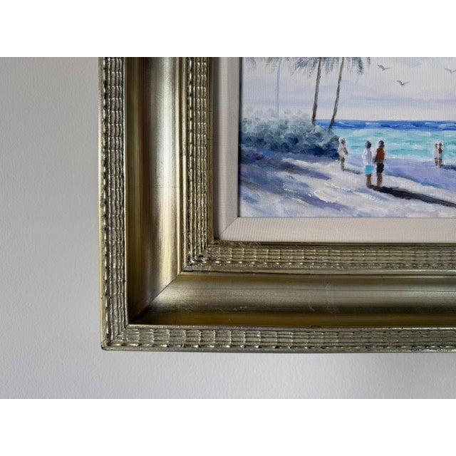 Vintage H. Cole Impressionist Tropical Beach Scene Oil on Canvas Painting, Framed For Sale In Miami - Image 6 of 11