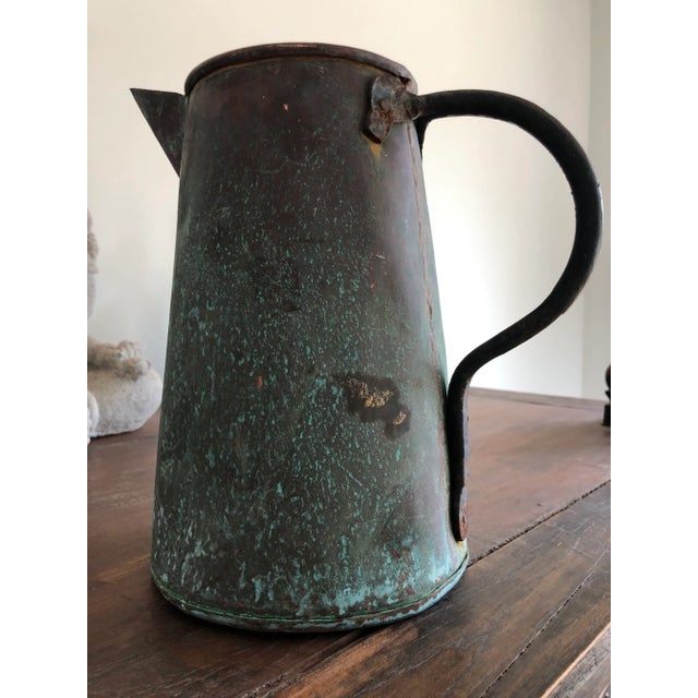 Metal Early 1900s Copper Verdigris Pitcher Vase For Sale - Image 7 of 11