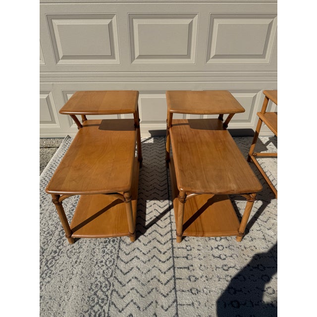 Heywood Wakefield Ashcraft Line Three Tier Step Tables and Two Tiered Corner Table For Sale - Image 6 of 16