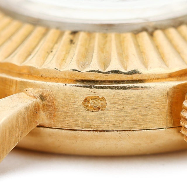 Mid 20th Century Vintage Omega 10382 17mm 14k Gold Fluted Bezel Manual Wind Ladies Watch For Sale - Image 5 of 6