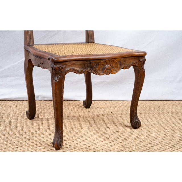 Brown Early 20th Century Pair of Louis XV Style Cane Side Chairs For Sale - Image 8 of 12