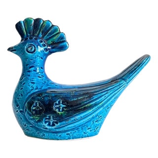 Mid-Century Rimini Blue Bird Sculpture attributed to Aldo Londi for Bitossi, Italy, 1960s For Sale