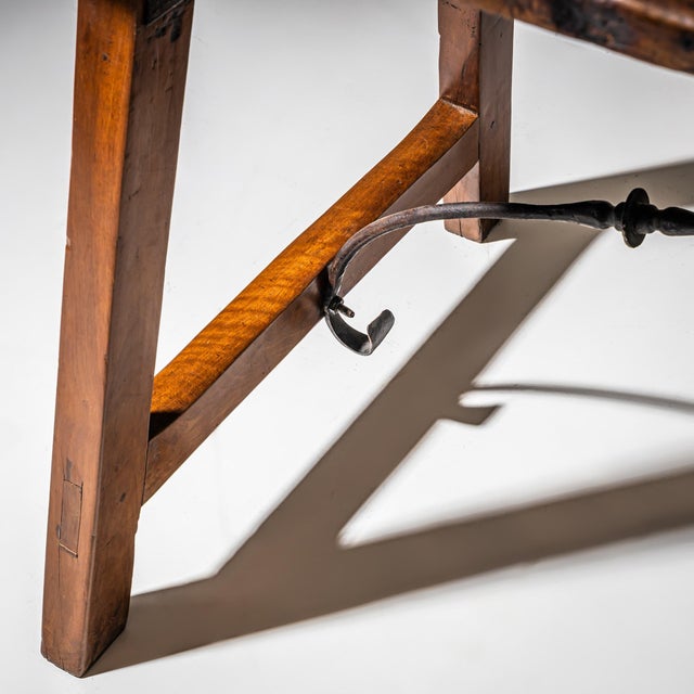 Provincial Table with Iron Stretcher, Spain, 19th Century For Sale - Image 4 of 8
