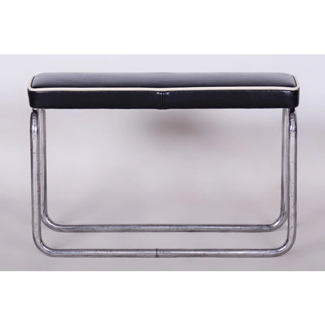 Czech Bauhaus Stool in Italian Leather & Chrome, 1930s For Sale - Image 4 of 9