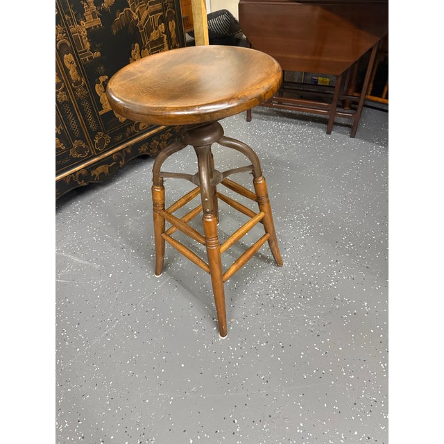 Industrial Antique S. Bent & Bros. Industrial Swivel Stool For Sale - Image 3 of 10