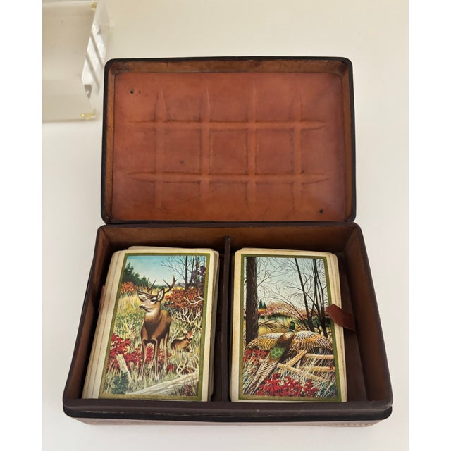 English Mid-Century Italian Leather Quilted Playing Card Box by Bigliocchi Roma For Sale - Image 3 of 17