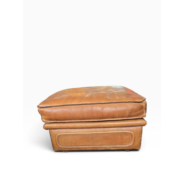 Stunning vintage roche bobois living room set from the 1980s, made entirely of cognac-colored full-grain buffalo leather,...
