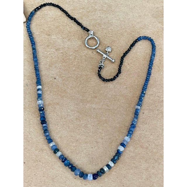 50 Carat Natural Sapphire Bead Single Strand Necklace with Diamond in 14 Kw Gold For Sale - Image 12 of 18
