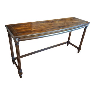 1980s Neoclassical Revival Walnut Console Table For Sale