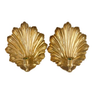 Vintage Solid Brass Candle Sconces - a Pair For Sale