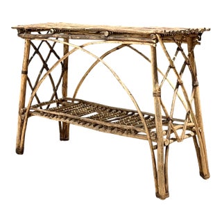 Vintage Adirondack Wood Console Table For Sale