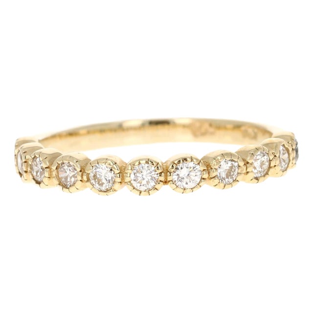 0.44 Carat Diamond 14 Karat Yellow Gold Band For Sale