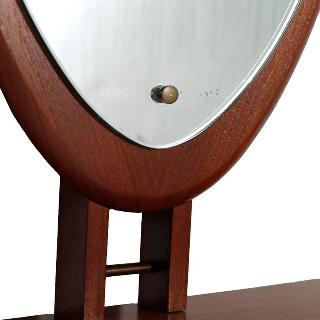 Mid-Century Teak Wall Console with Mirror by Clausen & Søn, 1960s For Sale - Image 6 of 8