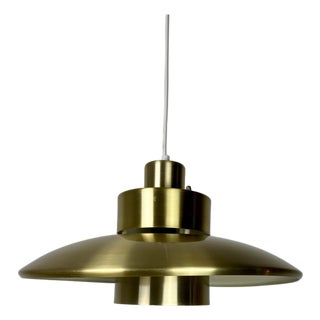 Danish Modern Minimalist Brass UFO Pendant Lamp, 1970s For Sale